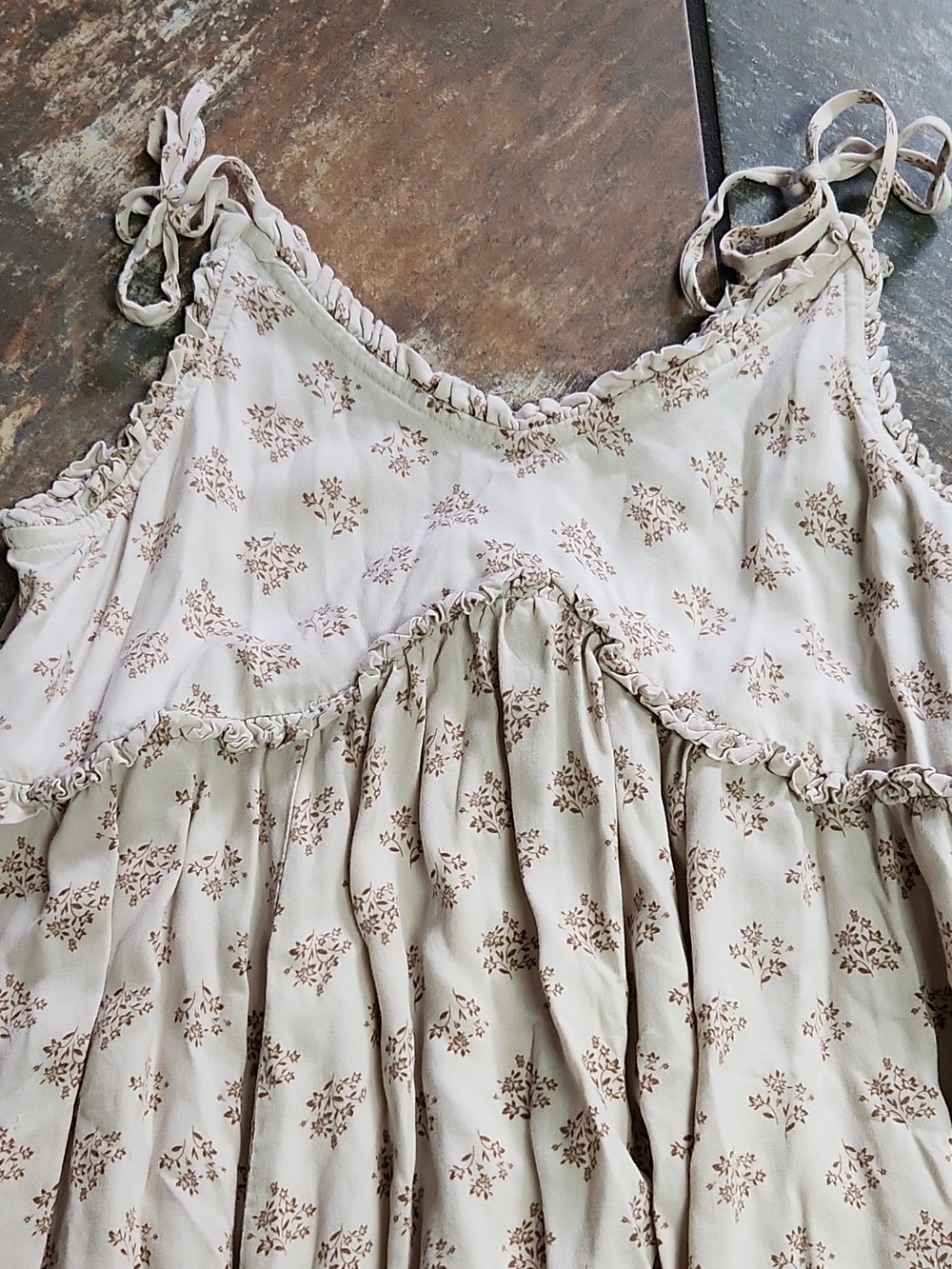 Patrons of Peace Cream Dress with Brown Floral Print - Picture 2 of 4